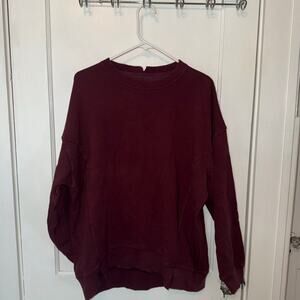 New Aerie Distressed Oversized Pullover Sweastshirt Burgundy size S